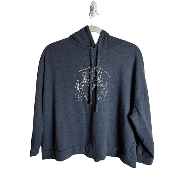 Disney Parks Bedazzled Castle Mickey Gray Hoodie Sweatshirt Women’s Size 2X - Picture 1 of 12